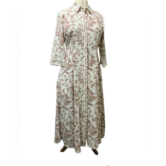 Laura Ashley Linen Dress Size M Toile Cotton Spring Summer Fall Vacation  Party - www.magambanetwork.com
